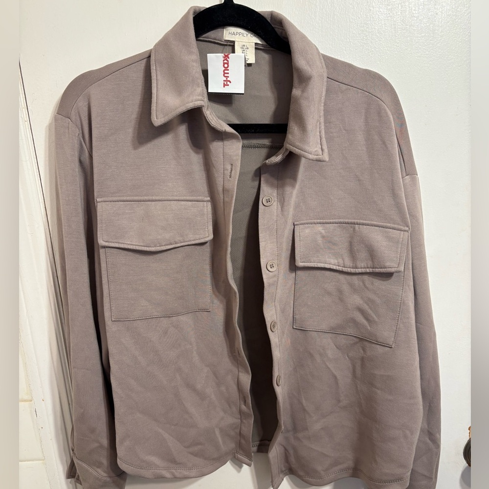 Happily Grey Sweat Set Button Up| size large
